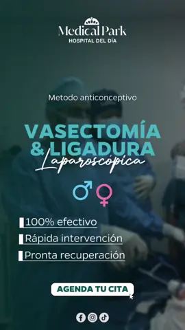 💙✨ ¡Cuida tu salud y planifica tu futuro! Agenda tu cita para el método anticonceptivo 💯% efectivo: vasectomía y ligadura laparoscópica 🔒👨‍⚕️👩‍⚕️. Seguro, rápido y con especialistas que piensan en ti. 📅💬 #SaludSexual #Vasectomía #LigaduraLaparoscópica #Prevención #PlanificaciónFamiliar 