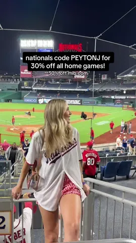 DC summer nights in the ballpark > ⚾️❤️✨ use PEYTONJ for 30% off all @Washington Nationals home games this season! tell your friends, family, coworkersss about my Nationals discount code! #natitude #natspartner #washingtonnationals #nationalsgame  #baseballgameoutfitinspo  