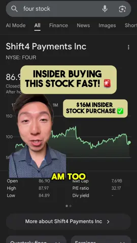 Major insider is buying this stock fast 🚨 Shift4 aka FOUR stock is the newest stock I’m buying right now in August 2025 #stocks #investing #stockmarket #PersonalFinance #stockstobuy 