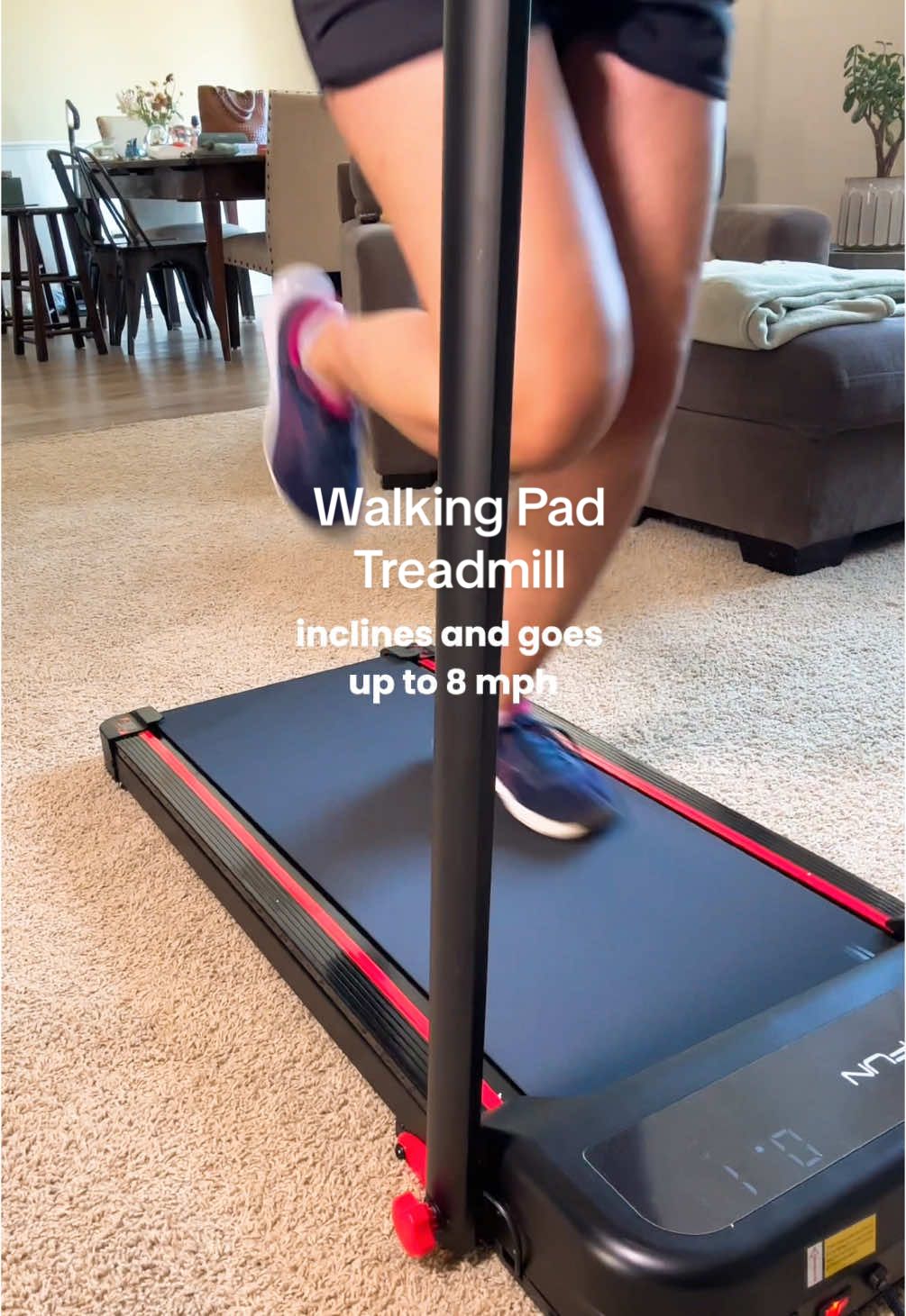 This Rhythm Fun walking pad treadmill has an incline option and can go up to 8 mph. New season, new routines.  ##walkingpad##treadmill##inclinetreadmill##cardio##steps##walking##tiktokshopfinds