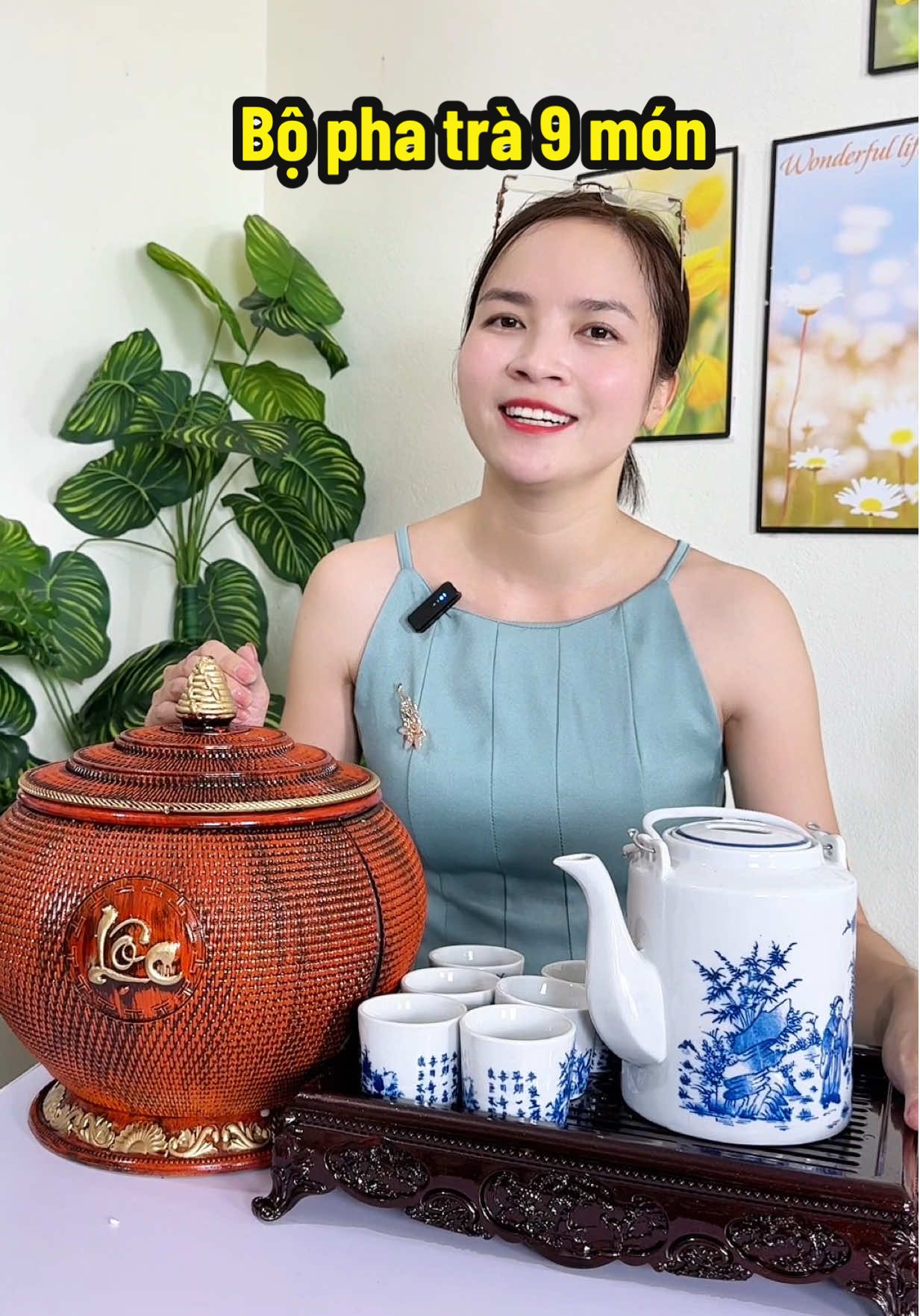 Bộ 9 món pha trà gồm giỏ ủ ấm trà, bộ pha trà gốm sứ và khay đựng #vanvuive6262 #bophatra #giouamtichphatra #uongtra #xuhuong 