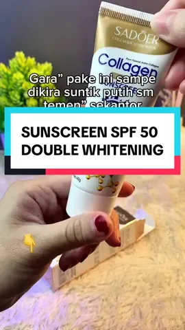 Sunscreen spf 50 double whitening  harganya gak sampe 25k nih lg promo buruan co skrg sblm harganya naik #sunscreenlokal #spf50pa➕➕➕ #sunscreenmurah #sunscreenmurahbpom 