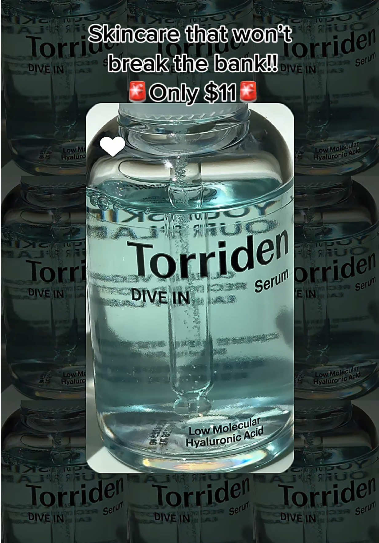 Hey skincare lovers! If you are like me then your skin might need a good hydration boost every morning and night when you do your skincare routine! This Torriden serum has three hyluaronic acids all working together to get deep into your skin and hydrate and protect it. Grab it now for more than half off. #torriden #koreanskincareproducts #koreanskincaretips #hyaluronicacid #hyaluronicacidserum 
