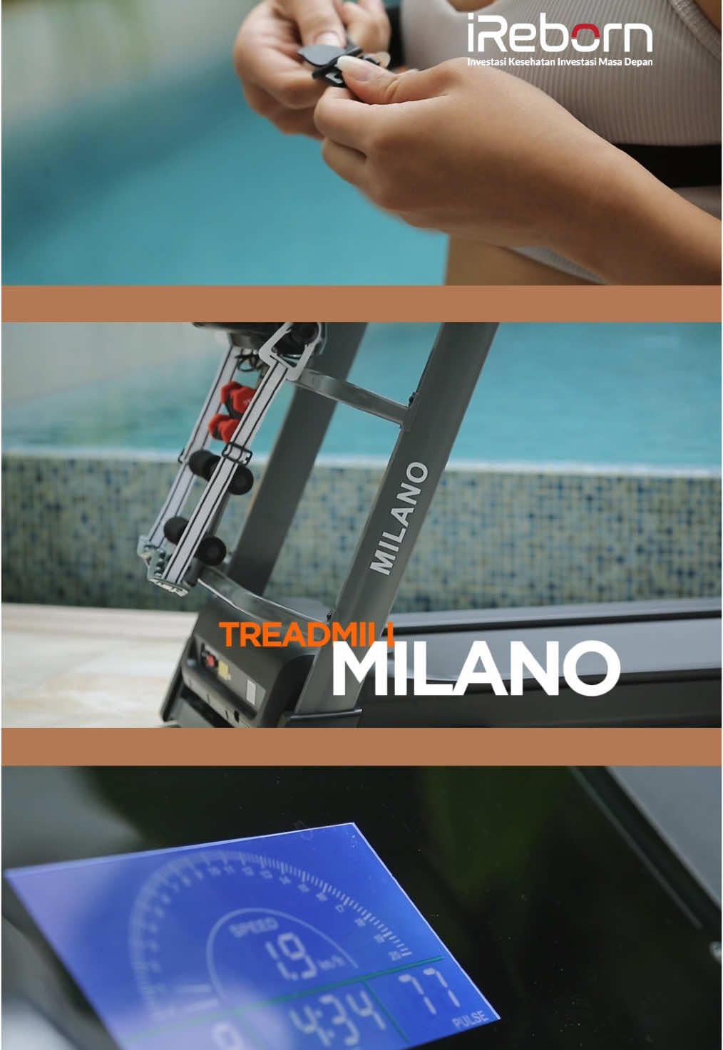 Hujan? Macet? Mager? No problem👋🏻 Semua alasan kalah kalau ada Milano Treadmill di rumah ✨ #ireborn #investasikesehataninvestasimasadepan #workout #latihandirumah #treadmill 