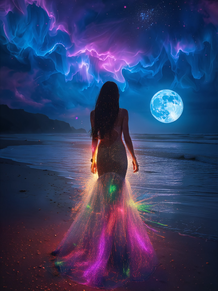 ✨ Moonlit Magic ✨ Ethereal Beach Vibes 🌙 Live Wallpaper 4k HD 💖 #moonlight #magic #beach #vibes #wallpaper #moon #screen #girl #colors #beautiful #veyranova