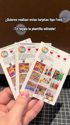 Te regalo esta plantilla editable para que que realices tus propias tarjetas tipo Feed, solo sigue las instrucciones. Tarjetitas creadas para @Trocitosdemadera.cl  #papeleriabonita #emprendedor #pasoapaso #regalo #kitdigital 