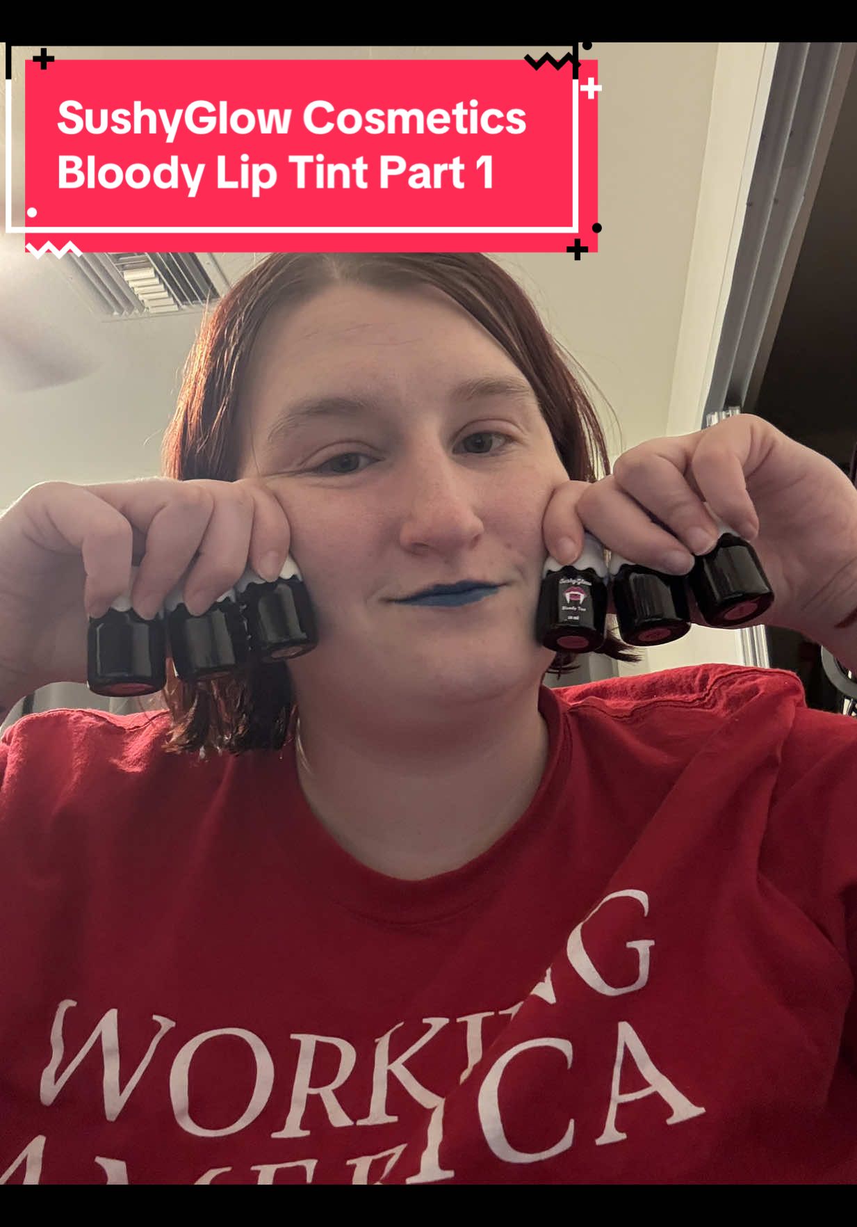 I’m obsessed with @sushyglowcosmetics🧚🏻‍♀️🍄 and their bloody lip tints!! Get yours today before the OG containers go away! #foryou #cosmetics #makeup 