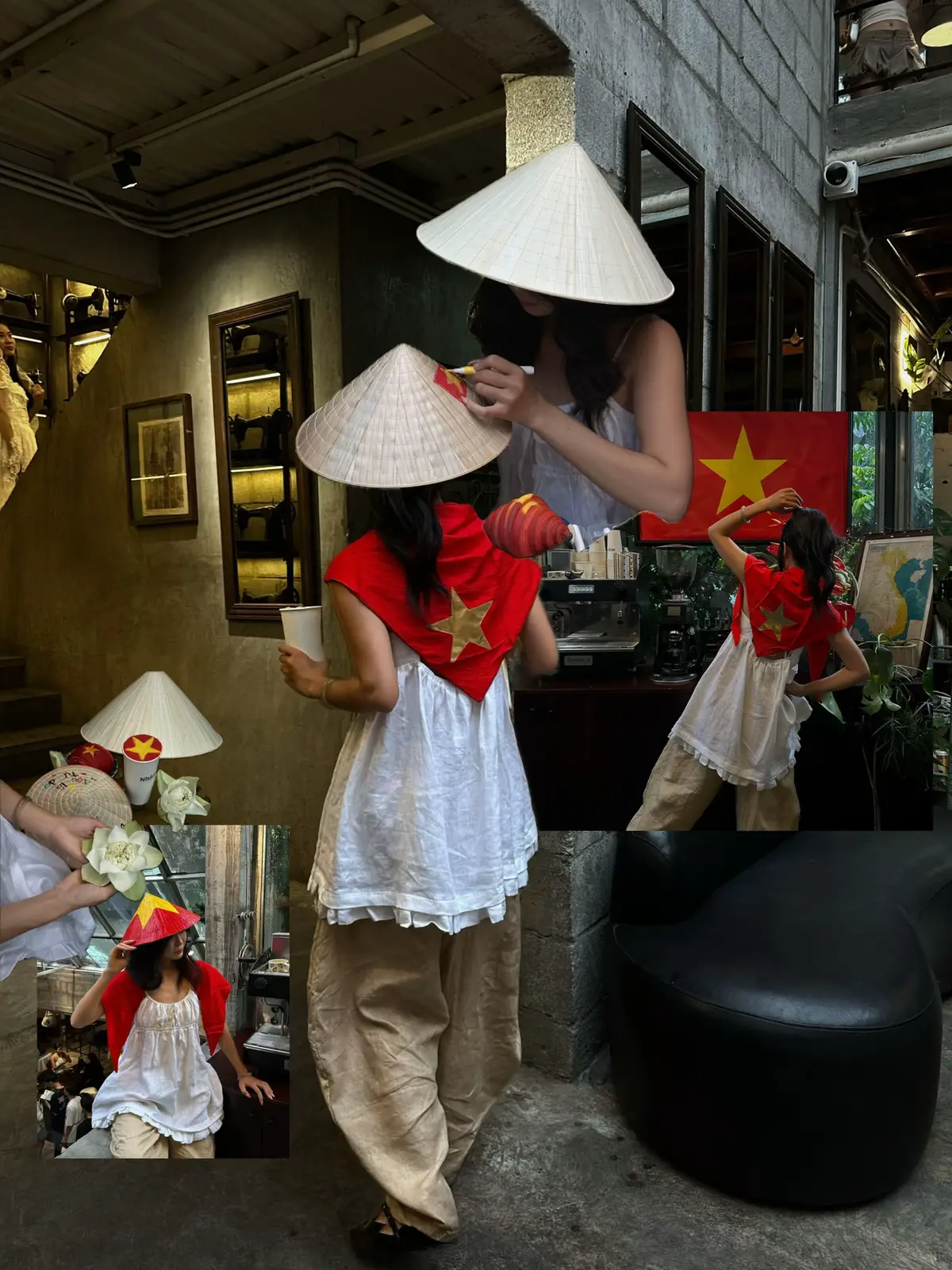 ra đường mấy ngày này là khăn/cờ đỏ sao vàng, nón lá thích xỉu #quockhanh #coffee #fyp 