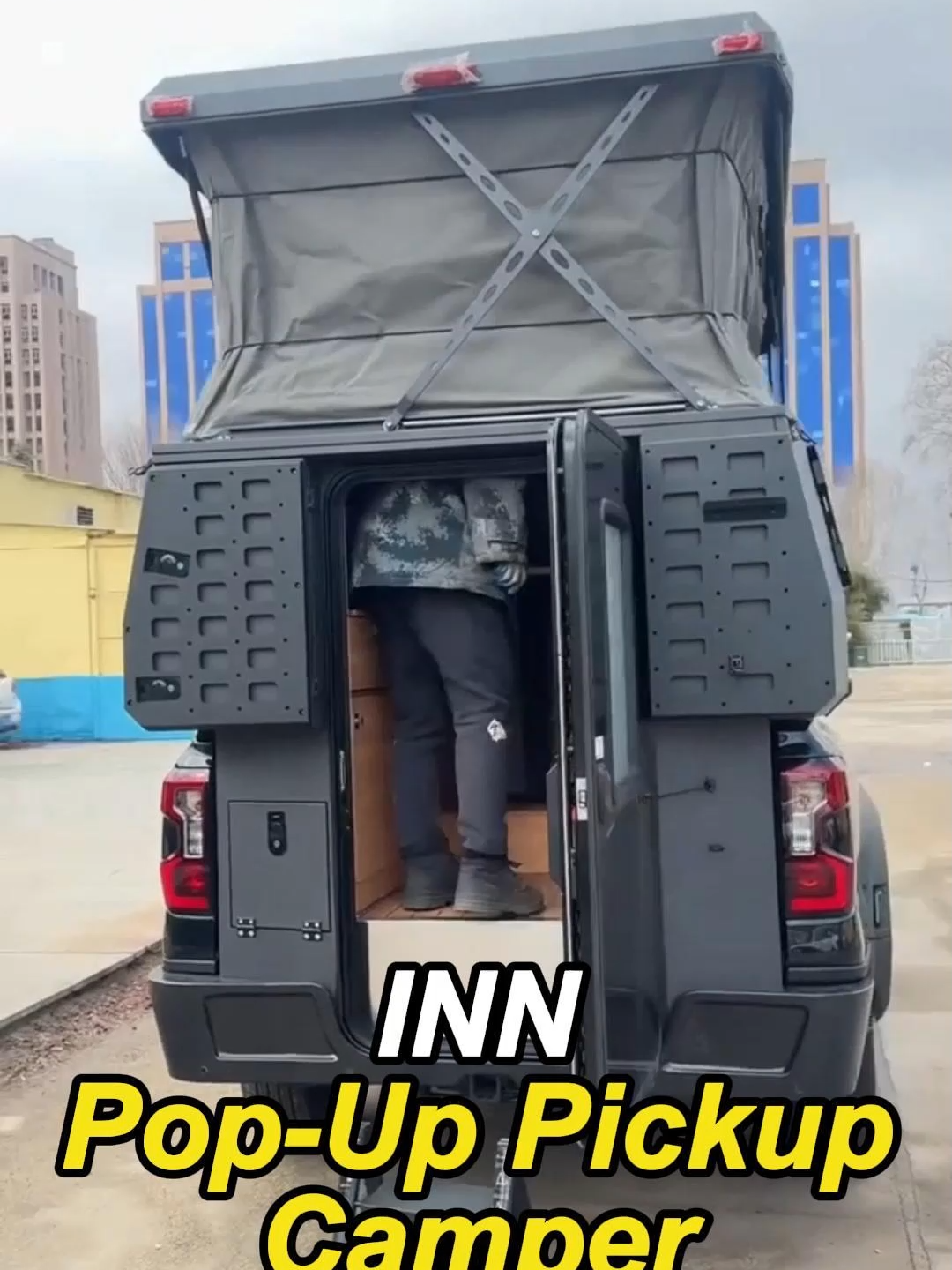 Pop-up Pickup Camper All-aluminum body Ford F-150 Toyota Hilux Tundra  Backpack Box off-road RV Made in China  Innaturemanufacturer#RV # #crosscountryRV #Rvtour #RVathome #rvcamping #AdjustableroofRV #heavytruckRV #offroadrv  https://innaturemanufacturer.com/products/travel-trailer-series/pop-up-camper/
