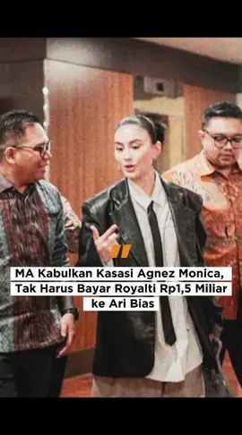 Mahkamah Agung mengabulkan permohonan kasasi yang diajukan Agnez Monica. Putusan MA itu sekaligus membatalkan putusan Pengadilan Niaga pada Pengadilan Negeri Jakarta Pusat yang menyatakan Agnez melakukan pelanggaran hak cipta.  Dengan demikian, Agnez tidak lagi berkewajiban membayar ganti rugi sebesar Rp 1,5 miliar kepada pencipta lagu, Ari Bias. #agnezmo #royalti #hakcipta #aribias #penyanyi 