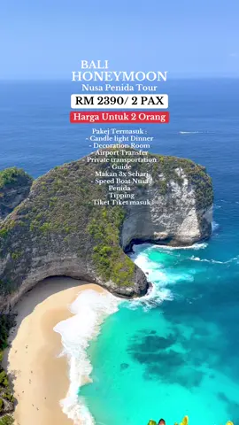 💍 “Honeymoon bajet tapi rasa macam 5 bintang?!” 😱 📍 Nusa Penida – 4H3M 💑 Untuk 2 orang RM2390 sahaja 🔥 Serius… ni paling murah orang pernah buat! 🌅 Sunset romantik setiap hari 🥂 Candle light dinner tepi laut 🚤 Trip pulau yang memukau 📅 Slot honeymoon cepat habis — siapa cepat dia dapat! #fyp #honeymoon #honeymoonbali #nusapenida 