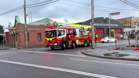 Fire and Rescue NSW - Ladder Platform 260 Newcastle.  #frnsw #bronto #firetruck #sirens #responding 