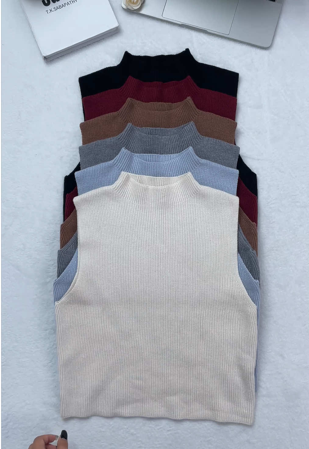 Such a cute basic top!!!So comfy, stretchy, all the things! #sweatervest #knitwear #womenswear #OOTD #fyp 