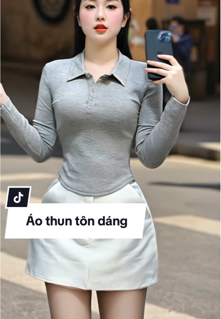 Áo thun nữ cổ bẻ tôn dáng, chất gân tăm mềm mịn co dãn thoải mái xinh xắn ạ #aothundaitay #aothunnu #aothunxinh #xuhuong #ThoiTrendNu 