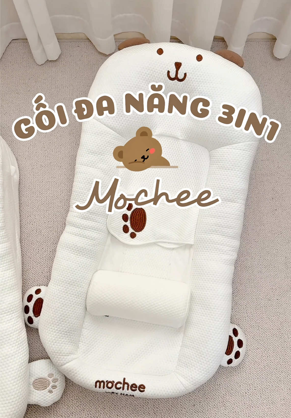 🤗 Gối chống trào đa năng 3in1 Mochee 👶🏻🌙 Chân ái cho giấc ngủ của bé iuu 💕 #monniekids #reviewbimsua #mevabe #goichongtraonguoc #mochee 