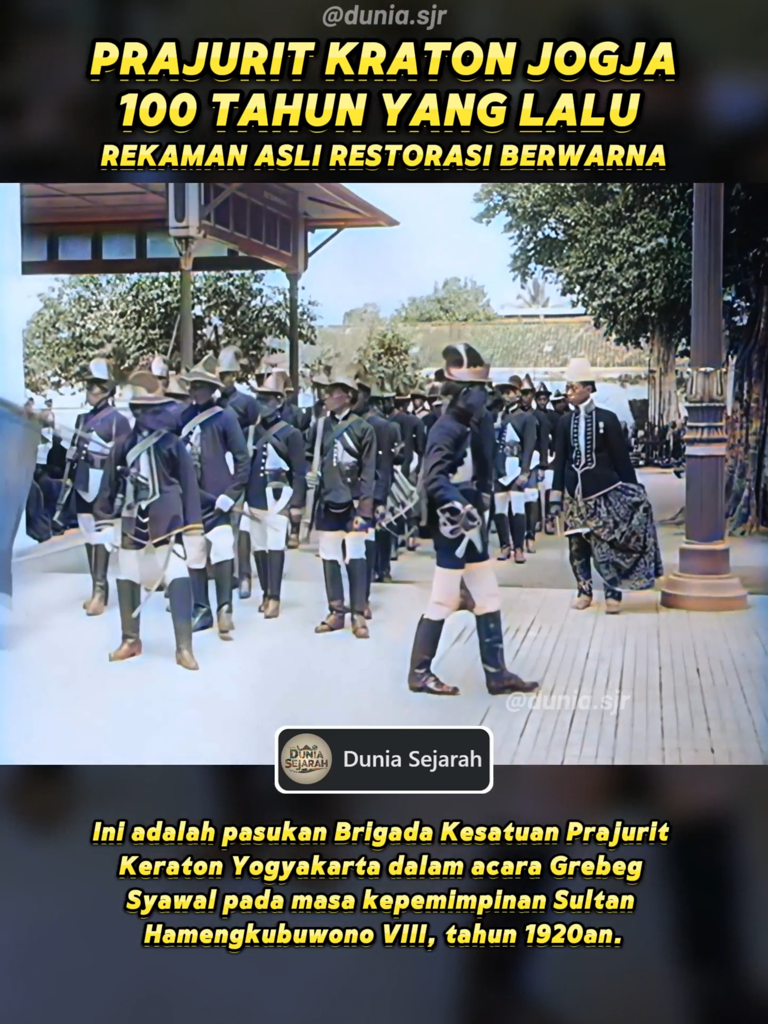 Pasukan Brigada Kesatuan Prajurit Keraton Yogyakarta, gagah berbaris di Grebeg Syawal pada masa Sultan Hamengkubuwono VIII, tahun 1920-an. Tradisi, wibawa, dan sejarah berpadu dalam satu momen. #KeratonYogyakarta #GrebegSyawal #SultanHamengkubuwonoVIII #SejarahIndonesia #TradisiJogja #TempoDulu #WarisanBudaya #IndonesiaTempoDulu