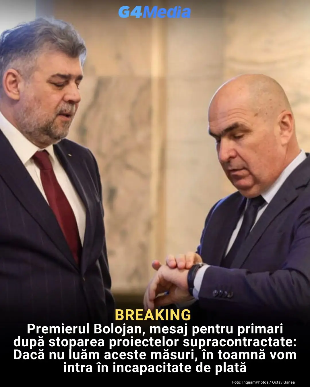 Context Guvernul Bolojan a inițiat joi o ordonanță de urgență prin care să rezolve ”supracontractarea masivă” a proiectelor din PNRR făcută de precedentele guverne. Nota de fundamentare a proiectului de OUG arată că există un ”risc fiscal sistemic, iminent și de o gravitate excepțională”, dat fiind că pentru realizarea proiectelor e nevoie de cofinanțare de la buget. Guvernul propune prin acest proiect de OUG stoparea proiectelor PNRR care nu pot fi terminate până la 31 august 2026, precum și stoparea oricăror noi proiecte din programul Anghel Saligny. Supracontractarea poate genera presiune asupra susținerii cheltuielilor din bugetul de stat, sub forma obligațiilor de  sigurare a cofinanțării, TVA și de acoperire a eventualelor cheltuieli neeligibile, având potențialul de a deveni o sursă de accentuare a crizei fiscale, mai arată guvernul în preambulul proiectului de OUG. Reamintim că România a avut anul trecut un deficit bugetar de 9,3% din PIB, ceea ce face imposibilă finanțarea de la bugetul de stat a unor proiecte supracontractate din PNRR. Proiectul de OUG, pus pe agenda ședinței de joi, suspendă proiectele din PNRR care nu pot fi terminate până la termenul-limită de 31 august 2026 și interzice instituțiilor și companiilor de stat să deschidă noi licitații sau proiecte. G4Media a scris în exclusivitate în urmă cu două zile că Guvernul Ciolacu 2 a creat o problemă bugetară majoră pentru că a asigurat prin Legea bugetului 2025 fonduri insuficiente de funcționare pentru mai multe ministere și instituții. De ce este problema mai acută decât în alți ani, când asemenea situații erau rezolvate, măcat parțial, la rectificarea bugetară? Pentru că în 2025 există o supra-contractare masivă la bugetele Ministerului Dezvoltării și Ministerului Transporturilor, cu proiecte semnate pe bandă rulantă în anul super-electoral 2024 pentru primari, și nu pot fi tăiate bugetele acestora pentru a împărți banii la alte instituții, după cum au explicat pentru G4Media mai mulți miniștri.
