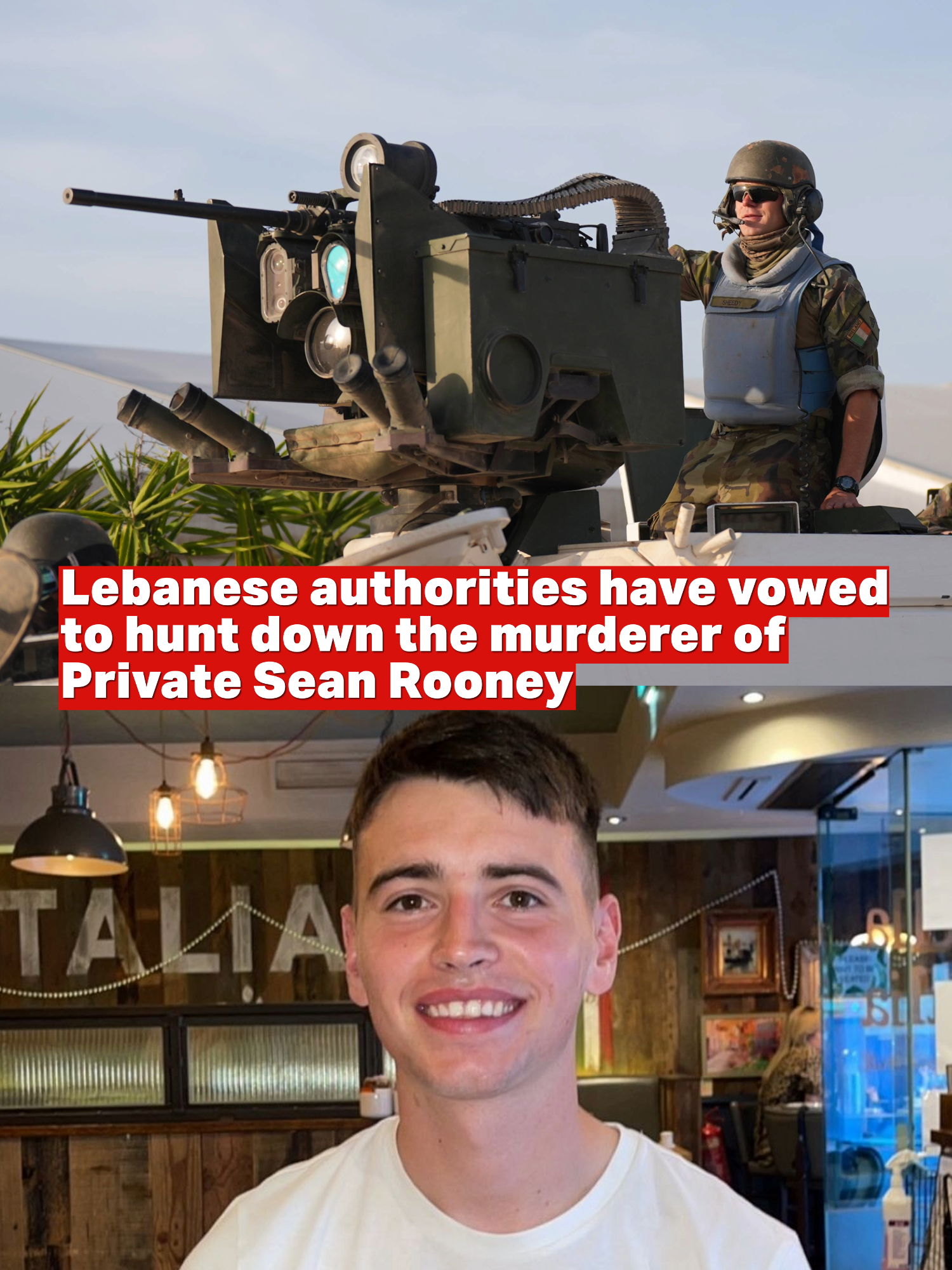 Lebanon vows to hunt down killer of Irish soldier Sean Rooney after 'disappointing' sentences. Five men were also handed down smaller sentences or fines over the December 2022 killing of the Donegal soldier. Now Lebanon has agreed to hunt for the murderer and appeal the sentences handed down to the others.