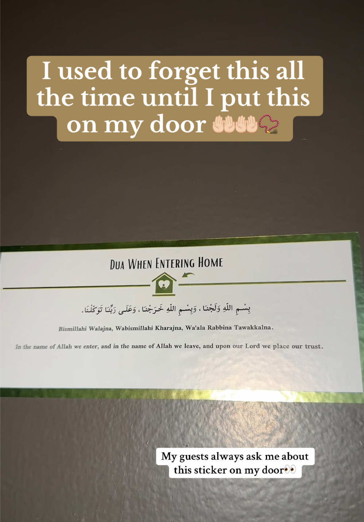 The first thing you should say when you walk into your home 🏡✨this sunnah protects your home from Shaytan inshallah 🤲🏻📿@Deen Supplies #dailydua #duareminder#duawhenenteringhome#islamicreminder#islamichome  