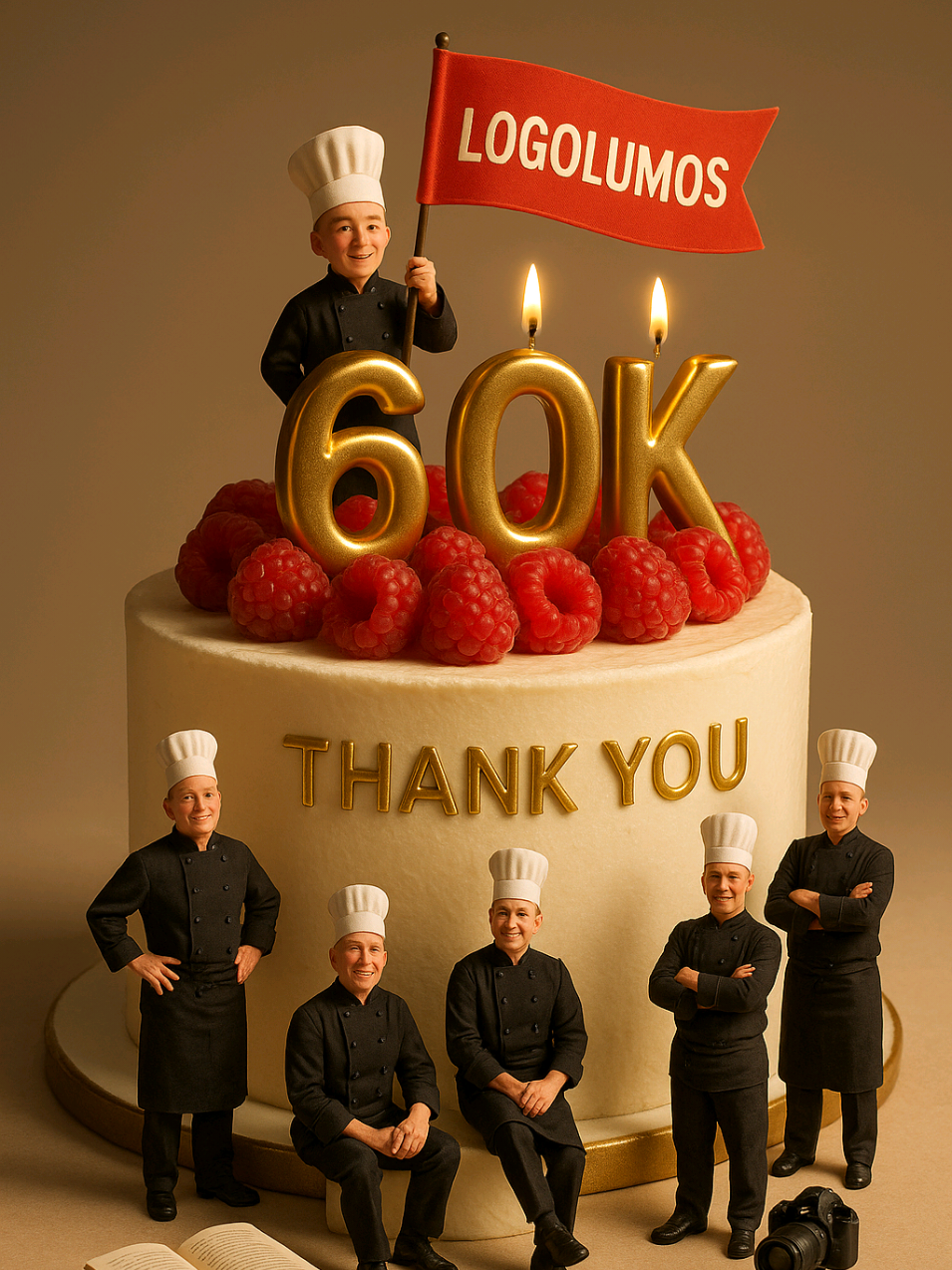 60K. Thanks guys ♥️ @logolumos #60K #cake #chef #happybirthday 