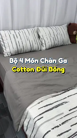 Bộ chăn ga 4 món Cotton Đũi Bông hoạ tiết hiện đại siêu xinh siêu mát 🍃🍃 #changagoinem #changagoinemcaocap #otamabedding #xuhuong #hottrend 