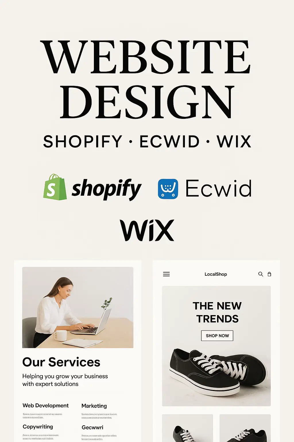 From sleek e-commerce stores to powerful service websites, I design for Shopify, Ecwid & Wix to help your brand shine online. Whether you’re selling products or offering services, I’ve got the perfect template for you. ✨ 💬 DM me to get started today! #WebsiteDesign #ShopifyExpert #WixExpert #EcwidExpert #EcommerceDesign #ServiceBusinessWebsite #SmallBusinessSupport #BrandGrowth #DigitalMarketing #WebsiteForBusiness #BusinessGrowthTips #WebDesigner #EntrepreneurLife #OnlineBusinessGrowth  #rachealwebdeveloper 