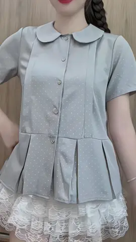 Áo Sơ Mi Nữ Dáng Babydoll Cộc Tay Cổ Sen