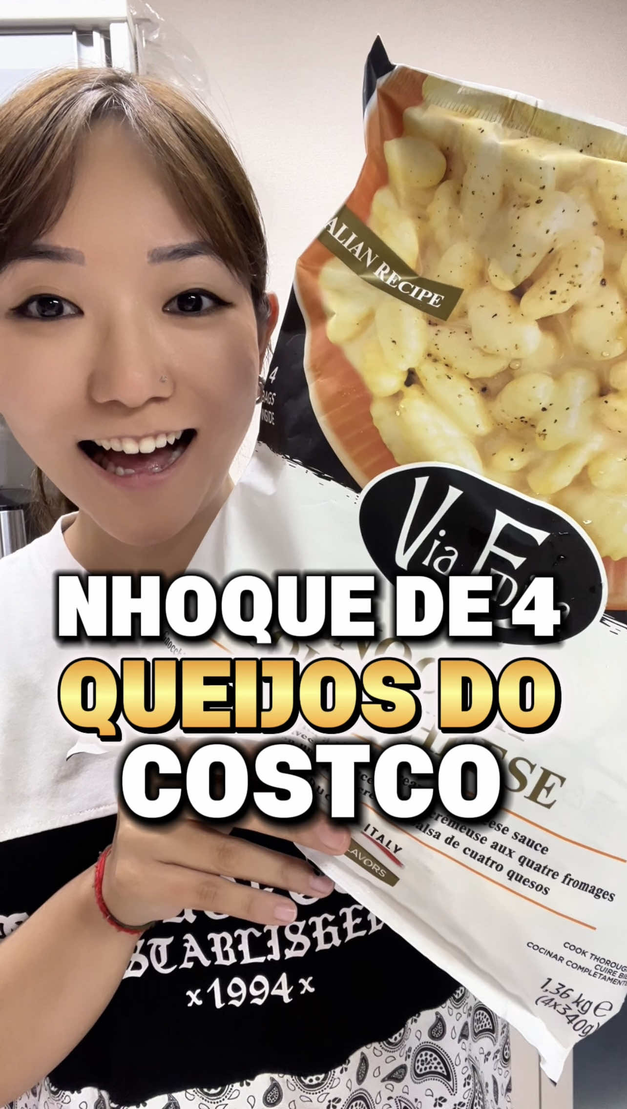 Comprei um nhoque de 4 queijos no Costco pra provar junto com vocês !!! Vocês gostam de nhoque tbm?? Comenta aí  #provando #japão #dicasdojapao #likastyle #dicasdojapão 