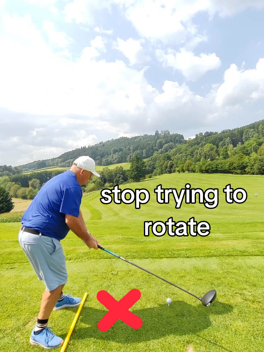 stop trying to rotate in the downswing rotating your shoulders in the downswing causes casting and results in a slice. keep the arms close to body in downswing creating a more in to out swing. #golf #golftips #golfcoaching⛳ #golflessons 