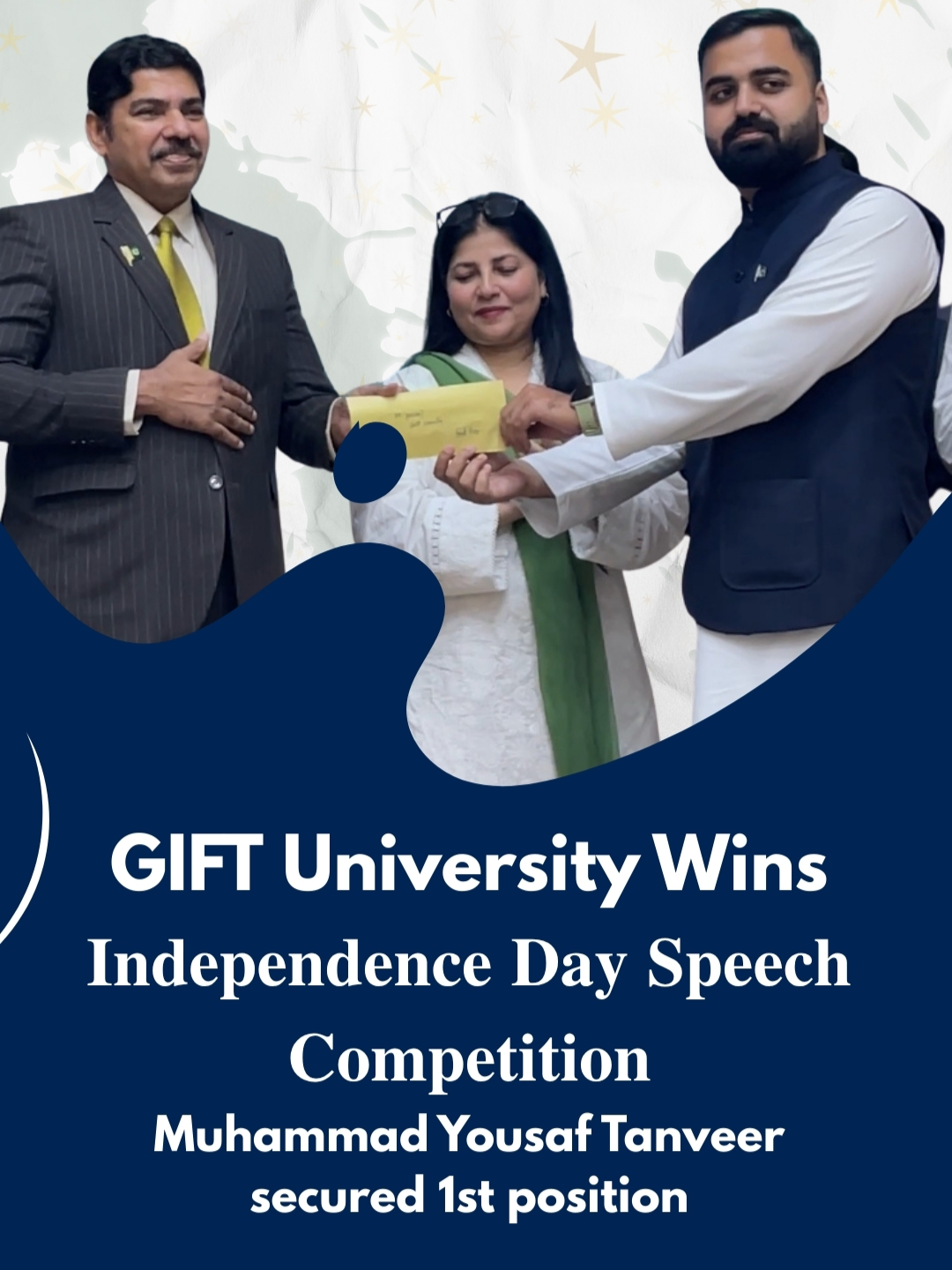 Winning Speech by Muhammad Yousaf Tanveer at Lahore Museum during Inter-University Speech Competition. hashtag#GIFTUniversity hashtag#EducationToEntrepreneurship hashtag#pakistanindependencedaydressideas