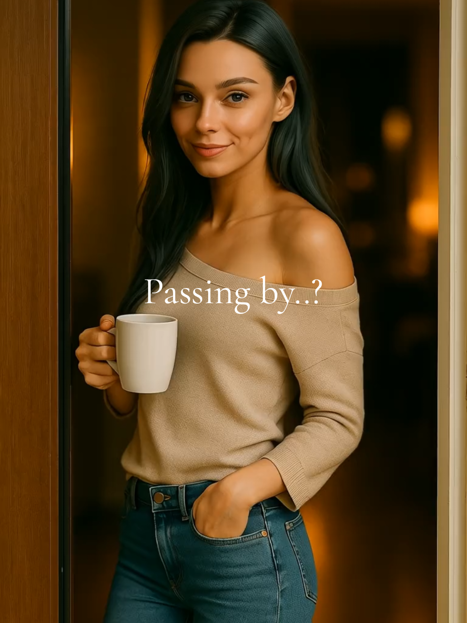 Passing by? You could at least join me for a coffee… #fyp #coffeevibes #aimodels  #morningview #yourmove