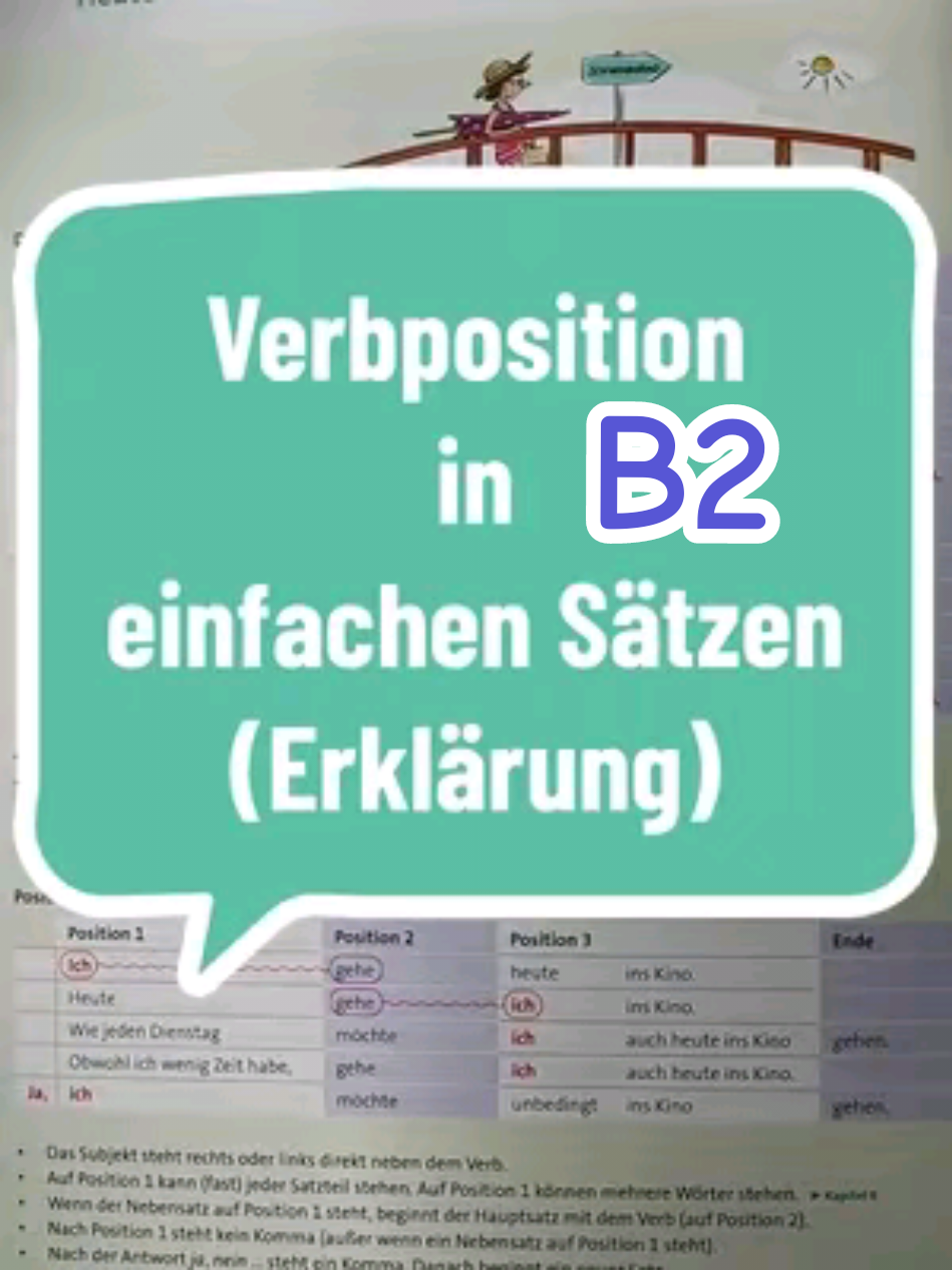 Verbposition in einfachen Sätzen (Erklärung) B2 #machdeutschmitverbposition  #germangrammar #deutsch #learngermanonline #deutschtiktok 