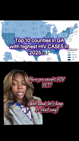 #greenscreen Ga Health news. Here are the Top 10 counties in Georgia with the highest HIV cases. Stay safe. Share. Like. #georgia #hiv #statistics #2025 