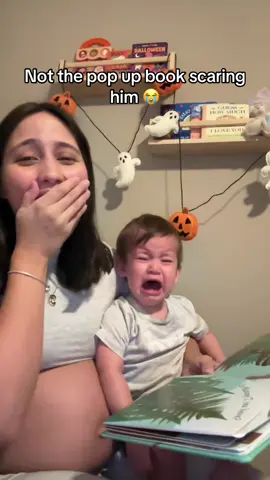 He LOVES reading pop up books, but the dinosaurs scared him 🤣💔 @brittneybobay | MOM CONTENT | 