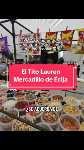 Hoy he pasado por el puesto de chuches del Tito Lauren a comprar en su pequeño negocio, en el mercadillo de Écija (Sevilla). Me ha agradecido la labor y le he comunicado que seguiremos apoyando al pequeño comercio sin clientes. Enhorabuena a él y esa familia trabajadora incansable de Montalbán que hace un trabajo fenomenal por vender a gente humilde. #POV #solo #local 