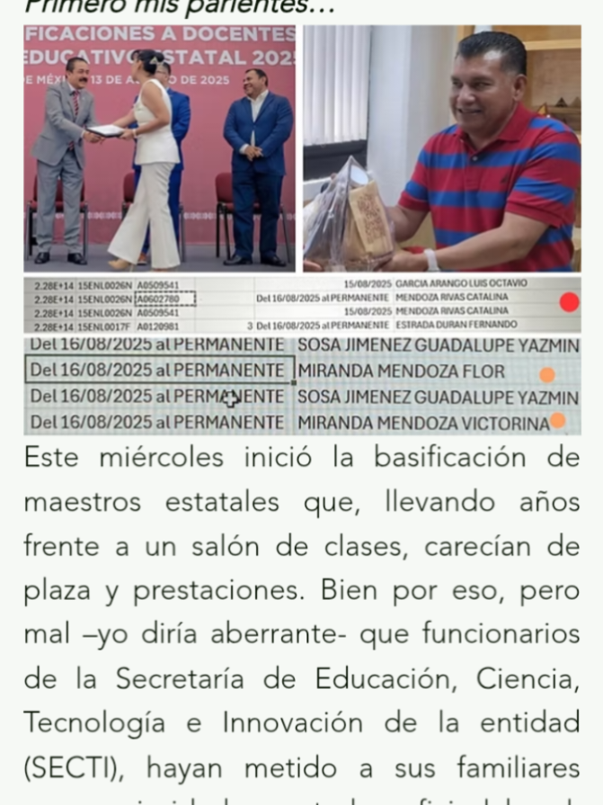 Continúa la corrupción y nepotismo en la basificación de plazas en la #SECTI  @Delfina Gómez Álvarez @DavidOrihuelaNava @Horacio Duarte Olivares  #MagisterioMexiquense #BienestarSMSEM #SEP  https://www.lanoticiaes.com/post/opini%C3%B3n-letras-de-juan-gabriel-806