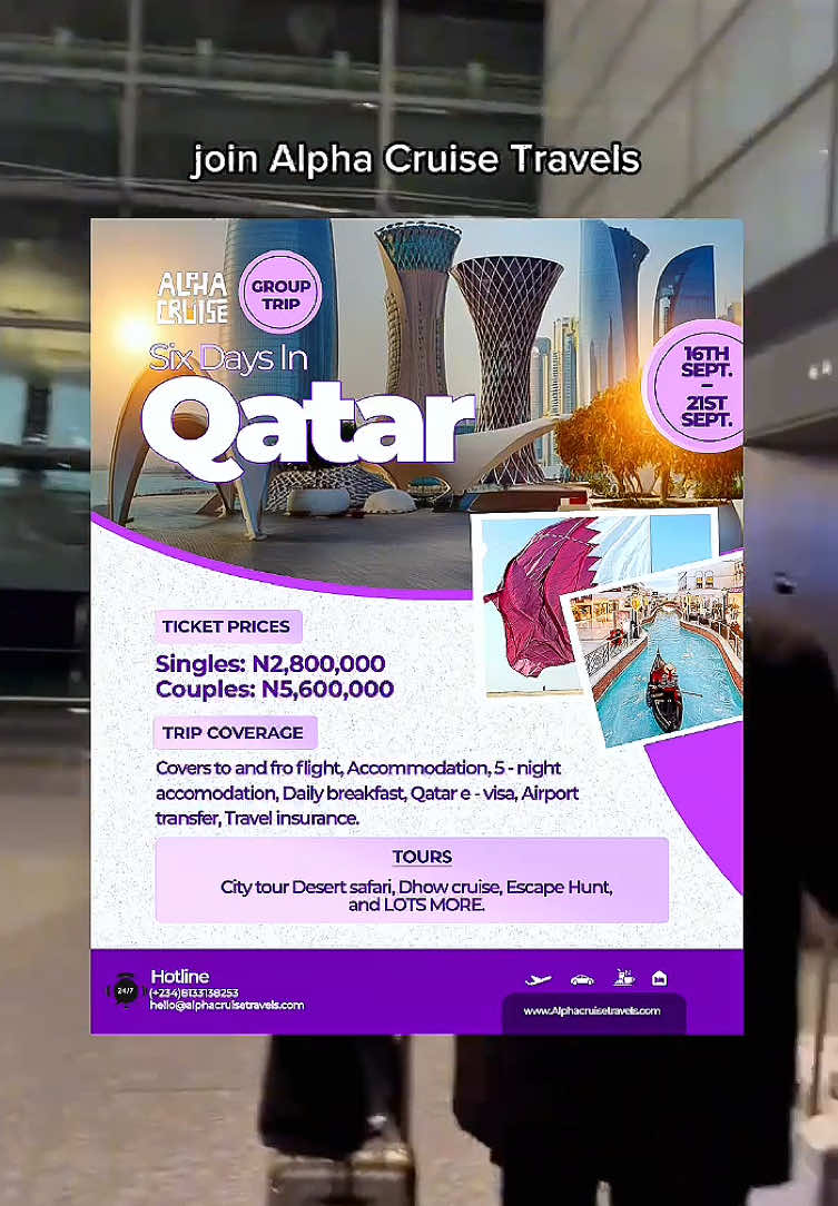 @Explore Benin QATAR 🇶🇦 IN SEPTEMBER !!!! ✈️ No more canceled plans 💃🏾 Luxury, adventure & unforgettable vibes await you if you join our upcoming group trip on the 16th - 21st. You also get your passport stamped which will boost your travel history.  This is your sign to let that trip come out of the GROUPCHAT!!! Send this to someone you want to go to Qatar with!!! Tag them even #minadistrictqatar #minadistrict #qatar #qatarvlog #explore 