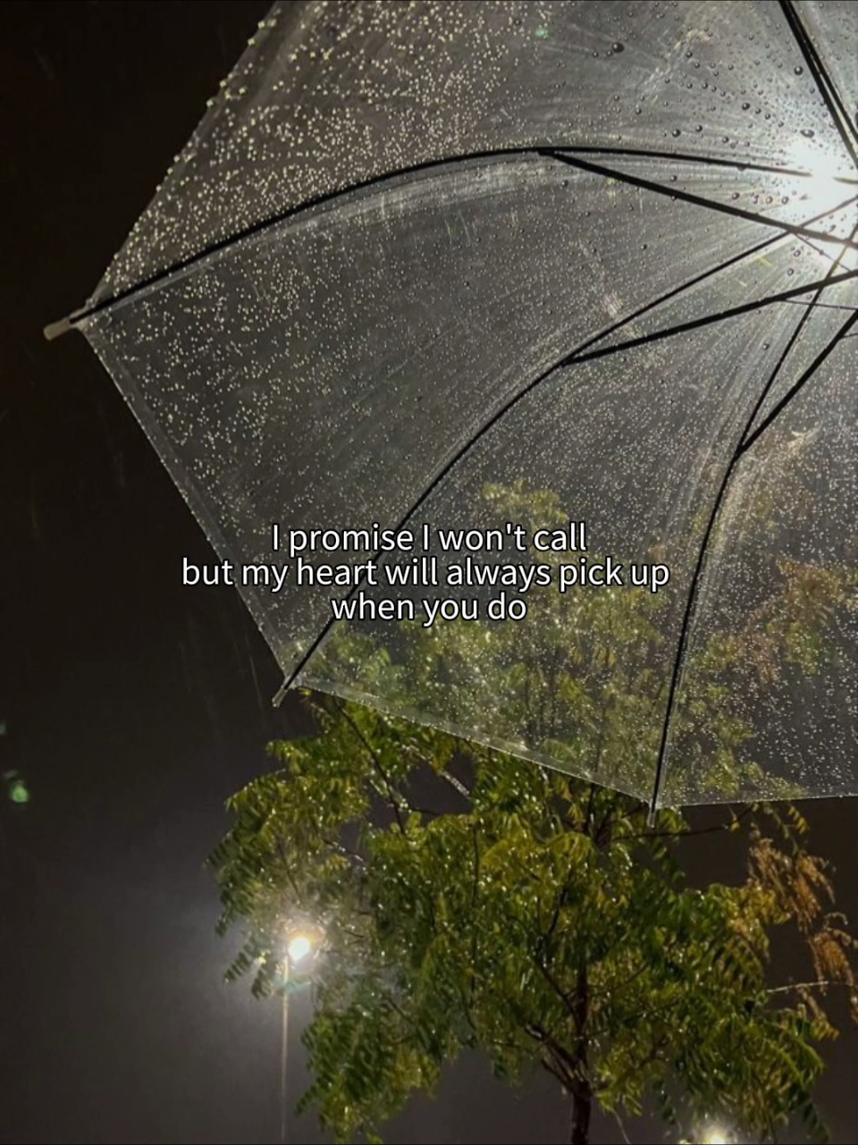 I promise i won't call, but my heart will always pick up when you do