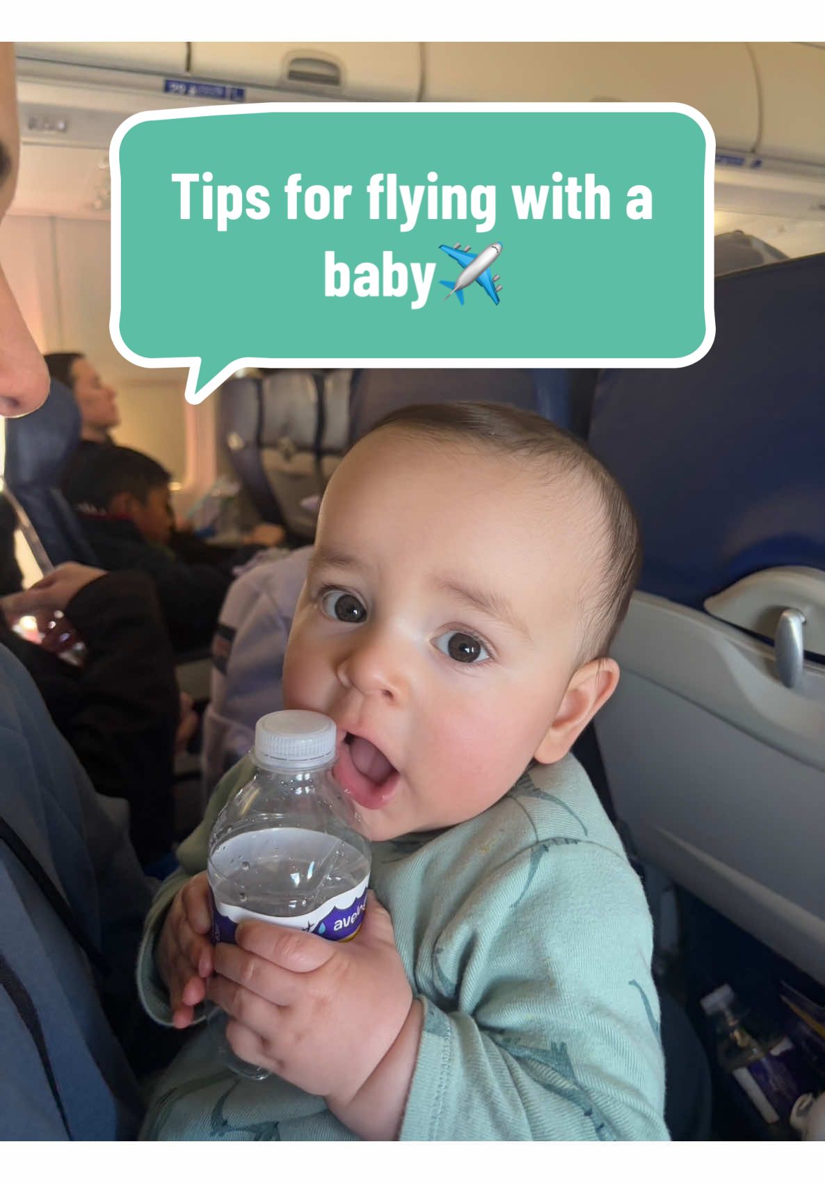 These were our main life savers!! At this time I was still breast-feeding so we didn’t need to pack any formula or milk. But these things made our trip so much easier!!  Also pre check the airline you are using because like  @Avelo Airlines they will check your car seat and stroller for free, which was SO amazing. Our little guy sat on my lap the entire time and we had made sure we secured a Window seat when booking.  But all in all, sensory toys were big for us, and I found he liked the empty airline water bottles more than our toys 🤣#fyp #firsttrip 