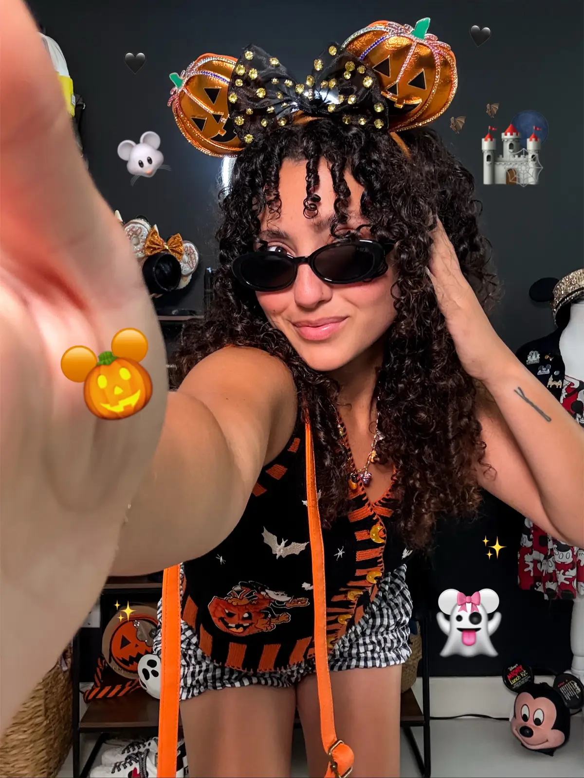 This is your reminder to start planning your outfits for your Halloween trip to Disney! Just only 8 more days!👻 Thank you @BaubleBar for these spooky new ears & necklace! #gifted #halloween #disneystyle #disneyoutfit #halloweenatdisney 