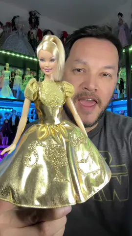 Mattel’s OOAK Hot ‘n Gold version of the vintage Friday Night Date fashion was one of forty dolls they made to commemorate Barbie’s 50th Anniversary in 2009 #barbie #ooak #vintage #fashion #gold 