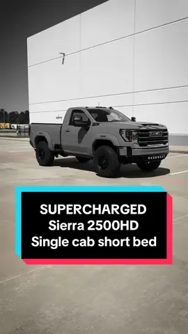 One-of-a-Kind Supercharged 6.6L 2500HD Single Cab Short Bed 🔥🔊 Parts List: - Supercharger @whipplesupercharger  - Control Arms @bdssuspensions  - Coil-overs/ Shocks @fox  - 18” Wheels @methodracewheels - 37” Mud-terrain Tires @bfgoodrichtires  - Exhaust @borlaperformance  - Rear Bumper @addoffroad  - Cube Lights @rigidindustries  - Retractable Bed Cover @realtruck  - Power Steps (shortened) @realtruck  - Custom-built tubular front bumper w/ skid plate to fit under the trimmed paint-matched factory bumper - Shortened 6.5ft Bed (originally 8ft) - Shortened Wheel Base - Jackal HD Fender Flares (Paint-matched w/ Lights) #paxpower #gmc #Sierra #2500hd #singlecab 