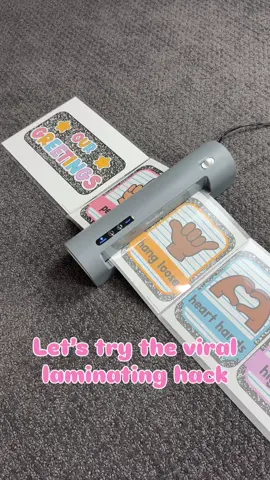 Teacher hack unlocked 🔐 annnnd this laminator is on a mega sale and linked in my bio!  Tape your pages together ➡️ feed them through once ➡️ save yourself so. much. time. 🕒 Because who has time to laminate 27 individual sheets? Not us. 😎 And of course the adorable greeting posters will match your composition notebook classroom decor perfectly! 📓 #teachertips #teacherhacks #teachersofinstagram #teacherspayteachers