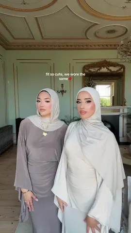 besties don’t copy, they match🤞🏼 #outfitinspo #hijabitiktok #eveningwear #hijabifashion #fyp 