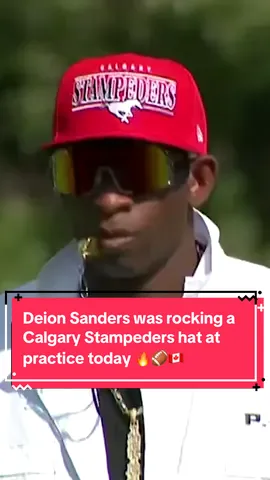 Deion Sanders was rocking a Calgary Stampeders hat at practice today 🔥🏈🇨🇦 (via Romi_Bean/X) #fyp #cfl #football #ncaa #sports 