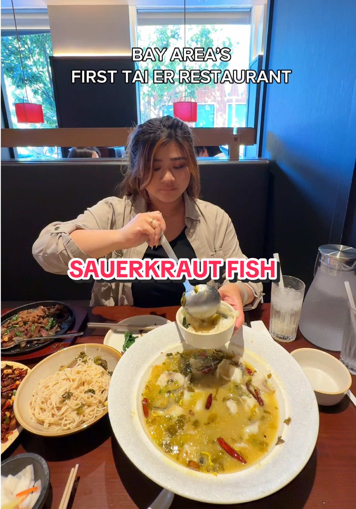 If you love tender, melt in your mouth fish with spicy and bold Sichuan flavors, traditionally fermented sauerkraut (imported from China), you need to try this spot!!🌶️🤤 The broth is so good, it’s made with a rich pork bone base so you’ll def need a bowl of rice with this dish🍚😮‍💨 This is Tai Er’s first Bay Area location and I love the modern take they did with the interior!😍 ☎️Reservations are needed for their soft opening Other than their Signature Sauerkraut Fish ($39), I also really liked their Cumin Lamb dish ($28)😋 📍Tai Er (San Mateo)  #taier #spicyandsourfish #saurkraut #saurkrautfish #bayarearestaurants 