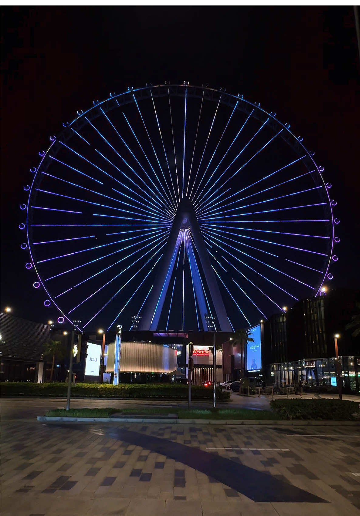 Part - 142 | Beautiful View of Eye Dubai from blue water island 🥀✨ The beautiful Dubai Eye glows with colorful lights at night, and the view from Bluewaters Island is breathtaking—especially in the evening when the scene feels even more magical. #eyedubai #burjkhalifa #dubai #downtown #evening      