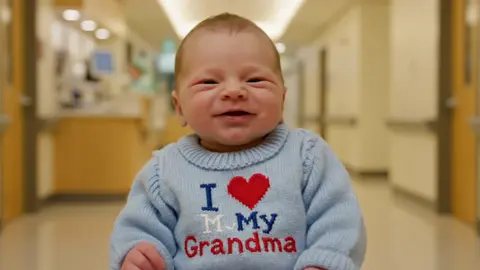 “Baby Got Mic’d” I'm going to grandma's (send to grandma's if this is your baby) #fyp #viral #babytiktok #babytalk #ai