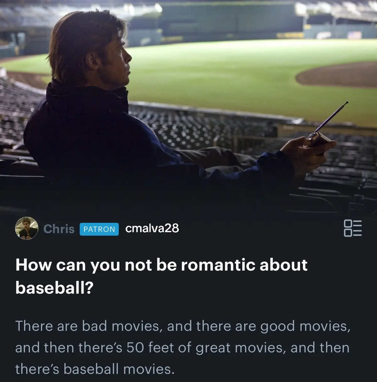 How can you not be romantic about baseball?#letterboxd #movie #baseballmovies #sports #baseball 