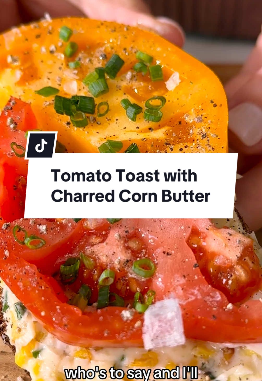 This tomato toast is a fresh, summery take on a simple classic. Sweet corn kernels are charred until golden and smoky, then blended into butter. Slathered on toasted bread and topped with ripe, juicy tomatoes, this dish is a vibrant combo of sweet, savory and tangy flavors. To get the recipe, visit our profile and click the 